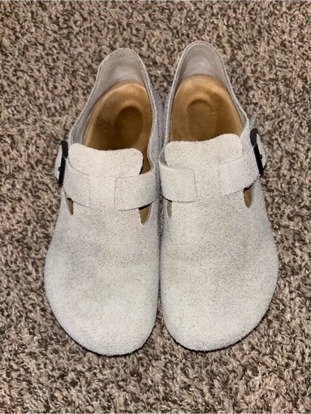 Birkenstock Women's Suede Mules in Light Gray - Picture 2 of 4